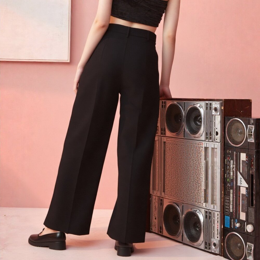 Wilfred Pleated Trousers — Tailored Poise in Deep Charcoal (Size 6) - Picture 3 of 13